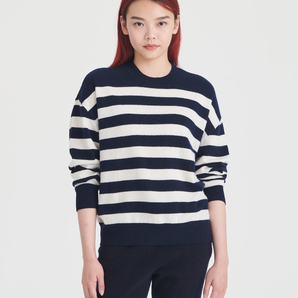 NAADAM Signature Cashmere Striped Crewneck Sweater (S)